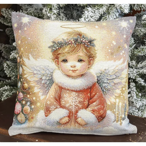 Angyalkás (szembe néző) - Díszpárna huzat (45 cm x 45 cm)