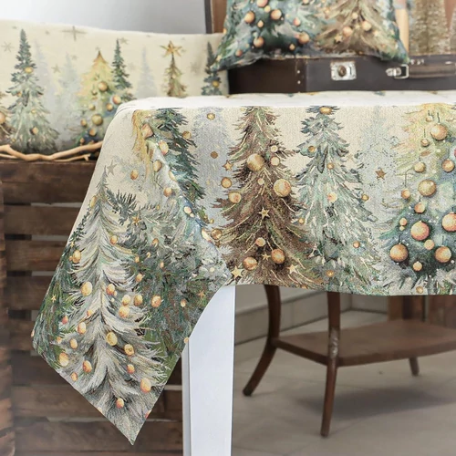 Csillogó erdő - Asztalterítő XL-ES (137 cm x 240 cm) | arany lurex
