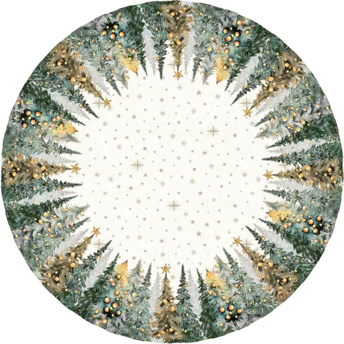 Csillogó erdő - Kerek asztalterítő (160 cm) | arany lurex
