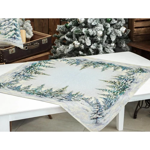 Havas fenyőerdő - Asztalközép (96 cm x 100 cm) | ezüst lurex
