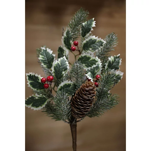 Zöld fagyos magyal és lucfenyő ág (42 cm)