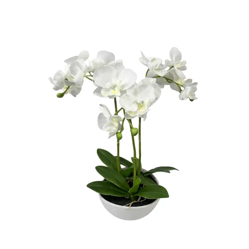 Fehér műorchidea kaspóban (35 cm)